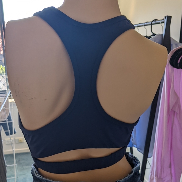 Dharma Bums Sports Bra / Crop Top Navy Blue Sz M - Picture 2 of 5